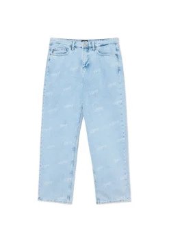 Cropp Jeansy|Baggy*e jeansy wide leg z laserowym printem niebieski