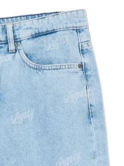 Cropp Jeansy|Baggy*e jeansy wide leg z laserowym printem niebieski