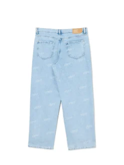 Cropp Jeansy|Baggy*e jeansy wide leg z laserowym printem niebieski