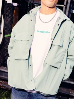 Cropp Koszule*Ocieplana koszula z kieszeniami zielony