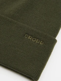 Cropp Czapki|Basic*Oliwkowa czapka beanie z naszywką zielony