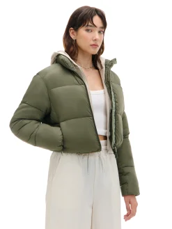 Cropp Kurtki, Płaszcze*Oliwkowa kurtka puffer zielony