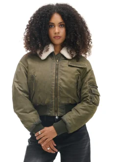 Cropp Kożuszki, Futerka*Oliwkowa kurtka z odpinanym kołnierzem zielony