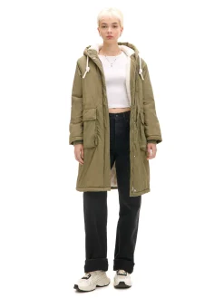 Cropp Kurtki, Płaszcze|Kożuszki, Futerka*Oliwkowa parka z kapturem zielony