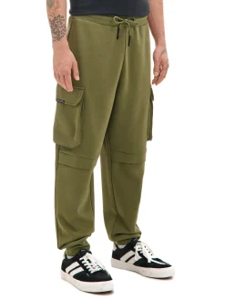 Cropp Spodnie*Oliwkowe dresowe joggery z kieszeniami zielony