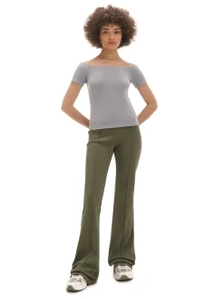 Cropp Spodnie*Oliwkowe spodnie flare zielony