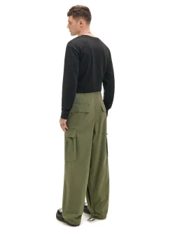 Cropp Spodnie*Oliwkowe spodnie loose z regulacją nogawek zielony