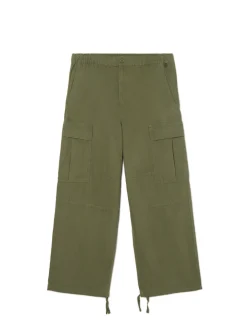 Cropp Spodnie*Oliwkowe spodnie loose z regulacją nogawek zielony