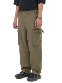 Cropp Spodnie*Oliwkowe spodnie loose z regulacją zielony