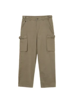 Cropp Spodnie*Oliwkowe spodnie loose z regulacją zielony