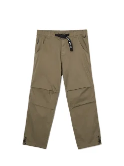 Cropp Spodnie*Oliwkowe spodnie parachute z paskiem zielony
