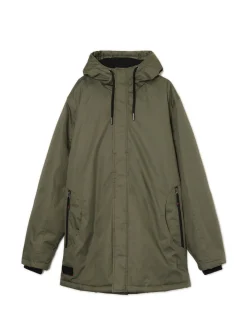 Cropp Kurtki Zimowe|Kurtki, Płaszcze*Oliwkowy płaszcz z kapturem zielony
