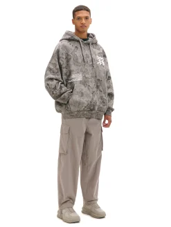 Cropp Bluzy*Oversizowa bluza z kapturem i nadrukiem szary