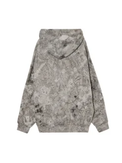 Cropp Bluzy*Oversizowa bluza z kapturem i nadrukiem szary