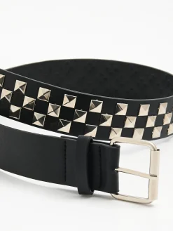 Cropp Paski*Pasek z imitacji skóry i ćwiekami czarny