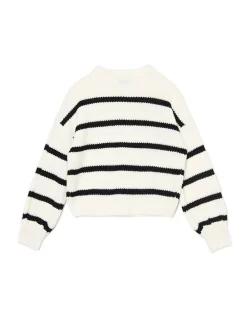 Cropp Swetry*Pasiasty sweter z szerokim rękawem kremowy