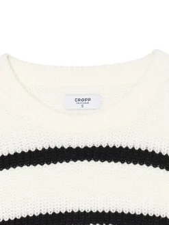 Cropp Swetry*Pasiasty sweter z szerokim rękawem kremowy