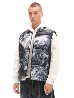 Cropp Kurtki, Płaszcze*Pikowana kamizelka z nadrukiem czarny