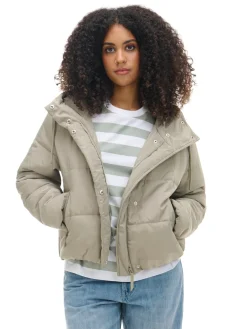 Cropp Kurtki, Płaszcze*Pikowana kurtka z kapturem zielony