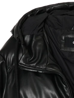 Cropp Kurtki, Płaszcze*Pikowany płaszcz ze sztucznej skóry czarny