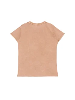 Cropp Koszulki, Topy*Pomarańczowa koszulka z nadrukiem pomarańczowy