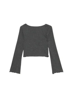 Cropp Koszulki, Topy*Prążkowana szara koszulka longsleeve szary