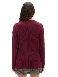 Cropp Swetry*Prążkowany sweter oversize kasztanowy