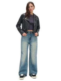 Cropp Jeansy*Retro jeansy wide leg błękitny