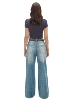 Cropp Jeansy*Retro jeansy wide leg błękitny