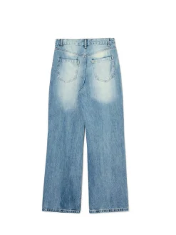 Cropp Jeansy*Retro jeansy wide leg błękitny