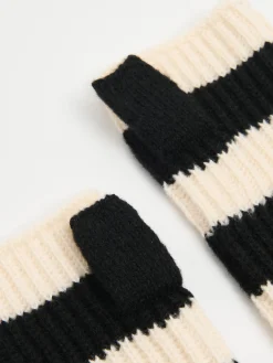 Cropp Rękawiczki*Rękawiczki mitenki w kremowe paski kremowy