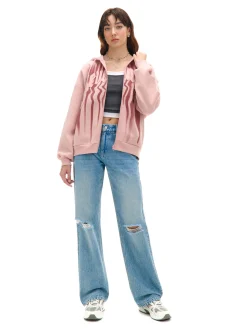 Cropp Bluzy*Różowa bluza z kapturem różowy