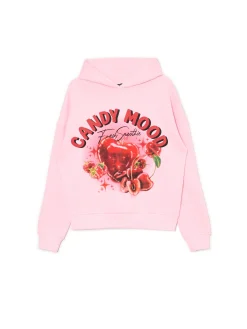 Cropp Bluzy*Różowa bluza z kapturem i nadrukiem różowy