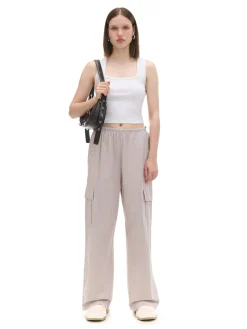 Cropp Spodnie*Różowe spodnie cargo fioletowy