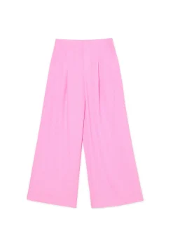 Cropp Spodnie*Różowe spodnie tailoring w paski różowy