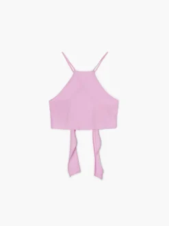 Cropp Koszule, Bluzki*Różowy crop top z ozdobnym wiązaniem fioletowy