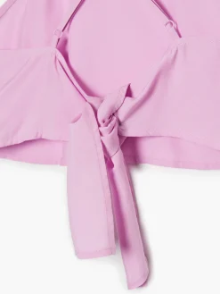 Cropp Koszule, Bluzki*Różowy crop top z ozdobnym wiązaniem fioletowy