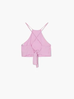 Cropp Koszule, Bluzki*Różowy crop top z ozdobnym wiązaniem fioletowy