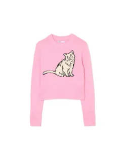 Cropp Swetry*sweter z kotem różowy