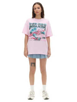 Cropp Koszulki, Topy*T-shirt z nadrukiem różowy