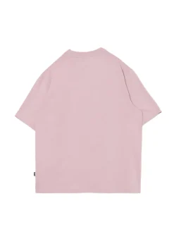 Cropp Koszulki*Różowy T-shirt z nadrukiem fioletowy