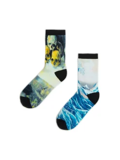 Cropp Skarpety, Rajstopy*Skarpety z nadrukiem znanych artystów granatowy