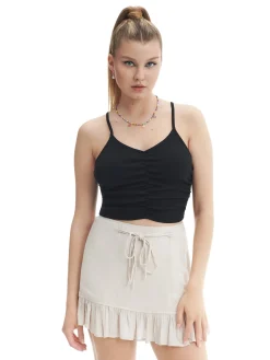 Cropp Spódnice*Spódniczka z wiązaniem różowy