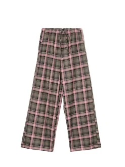 Cropp Spodnie*Spodnie baggy w kratę zielony