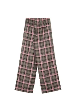 Cropp Spodnie*Spodnie baggy w kratę zielony