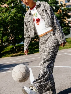 Cropp Spodnie|Sety*Spodnie baggy w panterkę wielobarwny