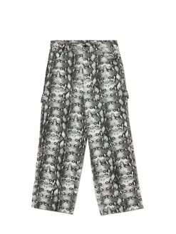 Cropp Spodnie*Spodnie baggy z wężowym motywem szary