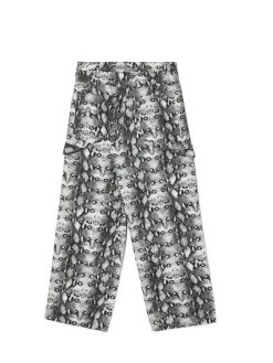 Cropp Spodnie*Spodnie baggy z wężowym motywem szary