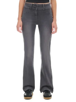 Cropp Spodnie*Spodnie flare z efektem sprania czarny