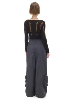 Cropp Spodnie*Spodnie parachute z kieszeniami cargo fioletowy